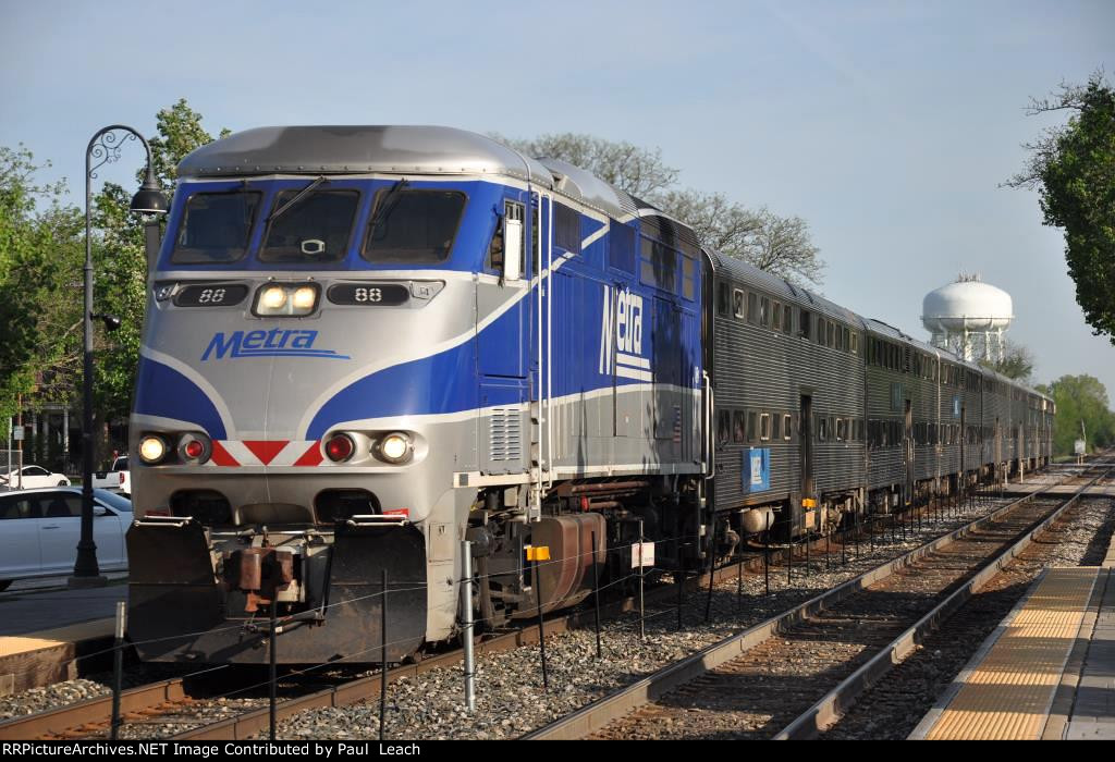 Northbound commuter approaches its stop